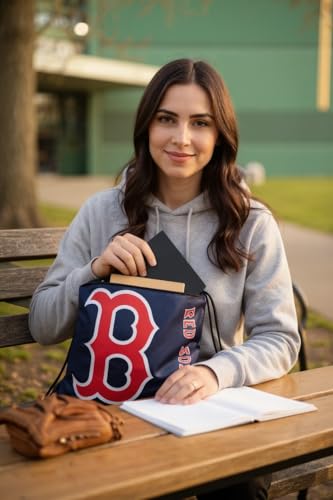 Boston Red Sox Drawstring Gym Bag with Zip Pocket - Durable Nylon