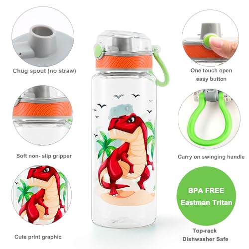 23oz Kids Water Bottle - Dinosaur Design with Chug Lid