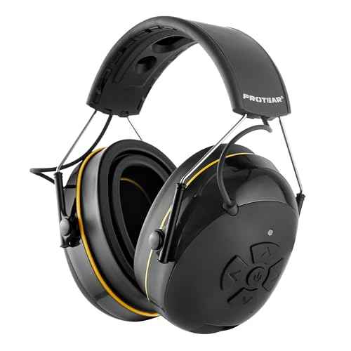 Bluetooth 5.4 Noise Canceling Safety Earmuffs with Gel Ear Cushions, NRR 25dB Hearing Protection, Rechargeable Wireless Headphones for Construction, Workshop, Lawn Mowing, Snowblowing (Black)