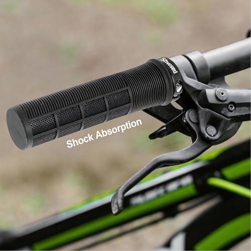 Shock-Absorbing MTB Bike Handlebar Grips - Lock-on TPE Rubber - Black