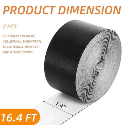 Nagpew Tennis Racket Edge Guard Tape - 2 Pcs, 1.4" x 16.4ft, Black