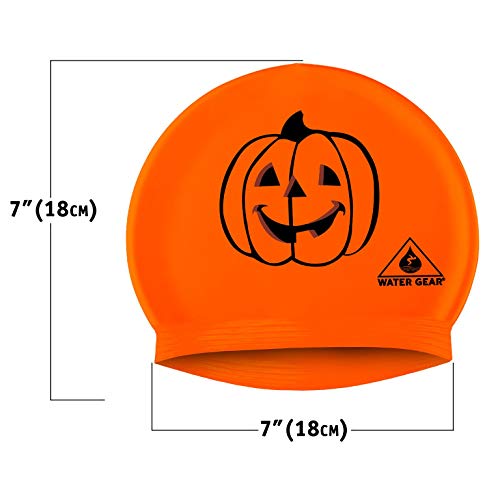 Latex Swim Cap for Long Hair - Waterproof Swimming Accessory - Pumpkin