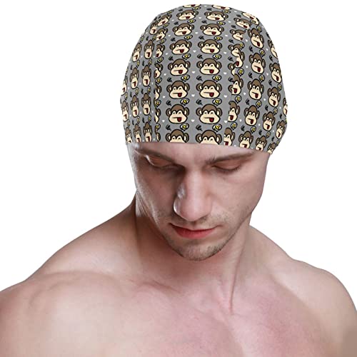 Unisex Swimming Cap with Funny Monkey Cartoon Pattern - 10x7.87 Inch