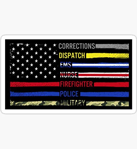First Responder Flag Vinyl Decal - Waterproof Fade-Resistant Bumper Sticker
