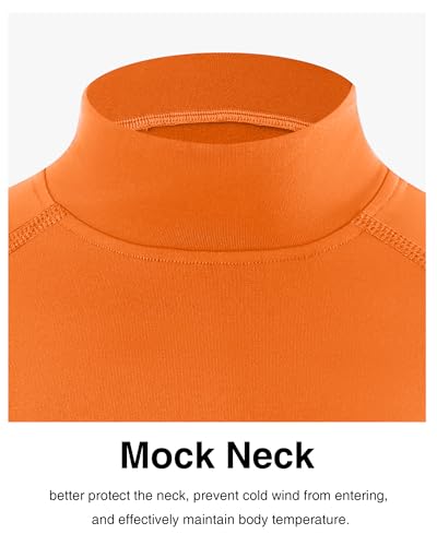 Boys' Thermal Compression Shirt Mock Neck Long Sleeve - Orange, Small