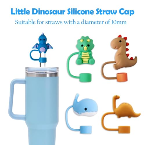 Animal Straw Covers for Stanley Cups - 8 Pcs Dinosaur Set