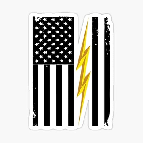US American Flag Electrician Sticker | Vinyl | Decal for Car Bumper, Window, Laptop, Water Bottle, Books Etc |Waterproof| 5"