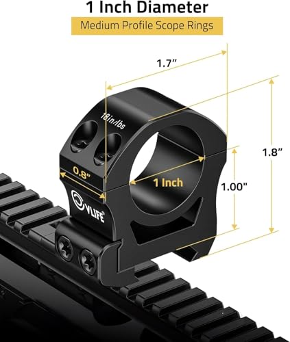 Medium Scope Rings Mount - 1 Inch Diameter for Picatinny Rails