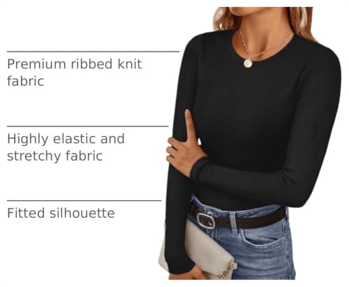 Womens Long Sleeve Thermal Undershirt - Black, Large