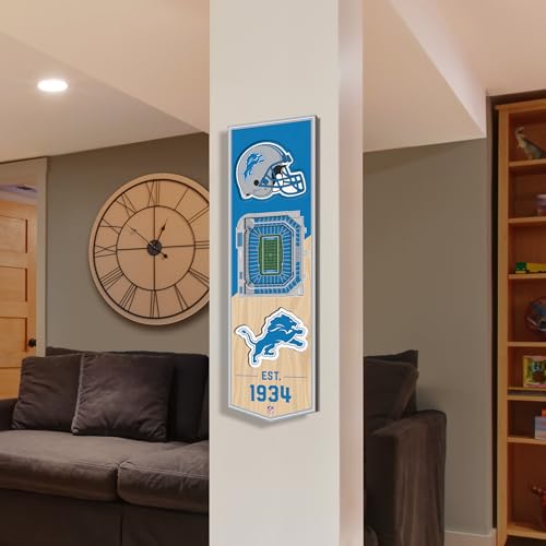 NFL 3D Stadium Banner - Detroit Lions - 6 x 19 Inches