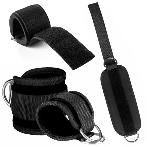 Adjustable Weightlifting Wrist Straps with D Ring and Padded Cuffs, 2 Pack for Strength Training