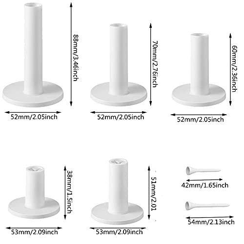 Golf Tees Set - 5 Rubber & 2 Plastic Tees in White for Practice