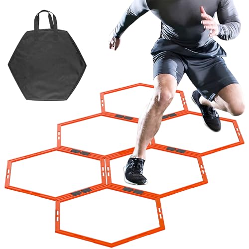 Hexagon Agility Rings Set - 6 Portable Speed Training Rings