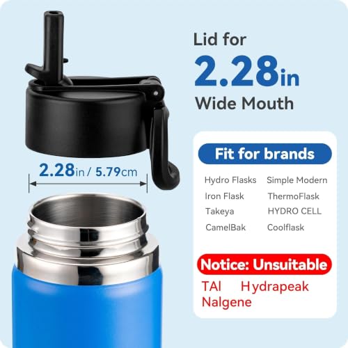 Straw Lid for Hydro Flask Wide Mouth Bottles - Black 1 Pack