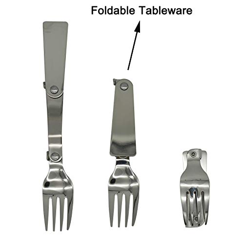Folding Spoon and Fork Set - Compact Stainless Steel Utensils