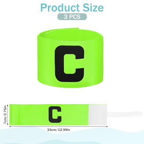 Adjustable Soccer Captain Armbands - 3 Pack Green Nylon Team Sport Bands