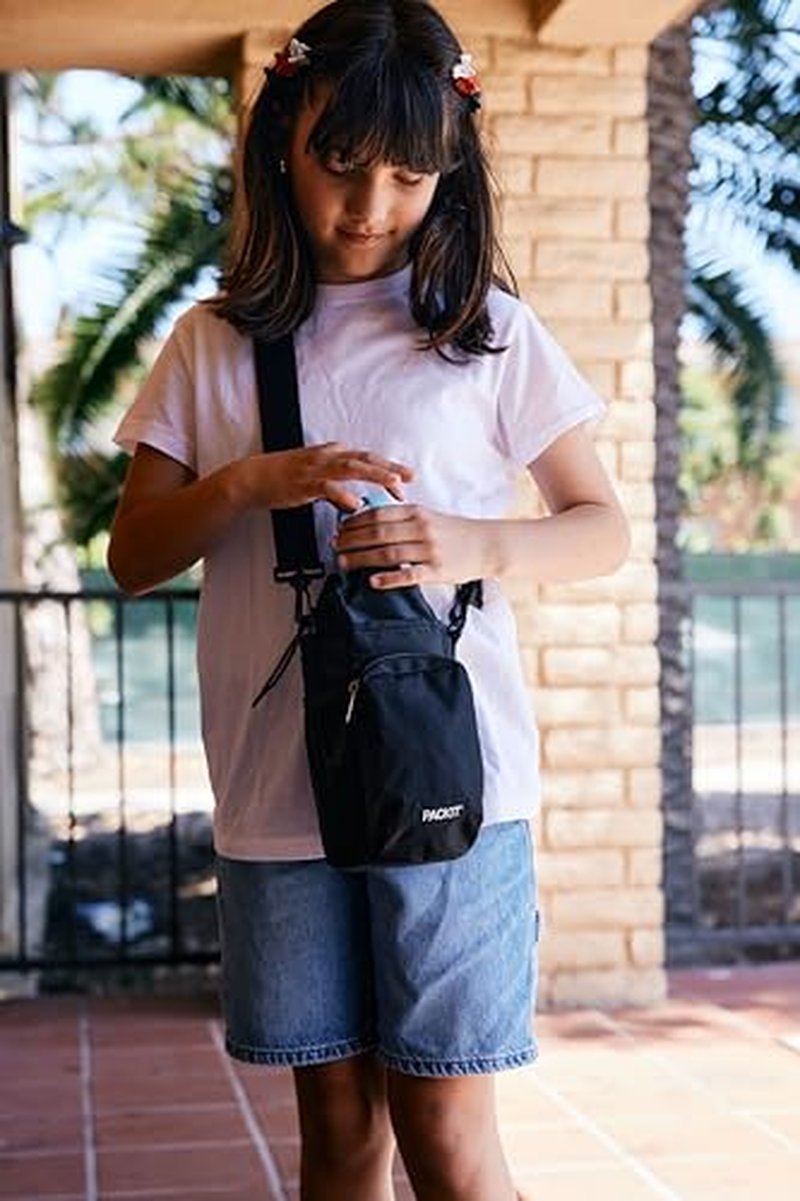 PackIt Freezable Hydration Crossbody Water Bottle Carrier with Strap, Fits 32,40 oz and 64 oz - Triple Function Design, Removable Freezable Insert, Adjustable Crossbody Strap, Front Zip Pocket - Sage