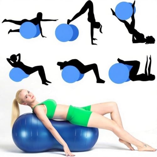 Blue Peanut Shape Exercise Ball 90x45cm Anti-Burst Fitness Yoga & Therapy