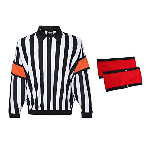 EALER HRJ100 Ice Hockey Referee Long Sleeve Striped Jersey - Medium, Removable Armbands