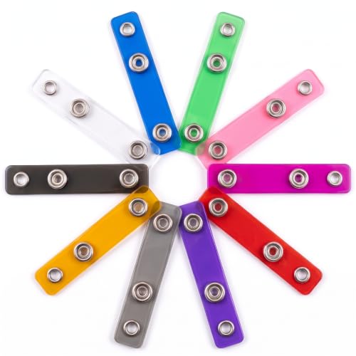 ID Badge Holder Straps - 50 Pcs Multicolor Vinyl Badge Clips