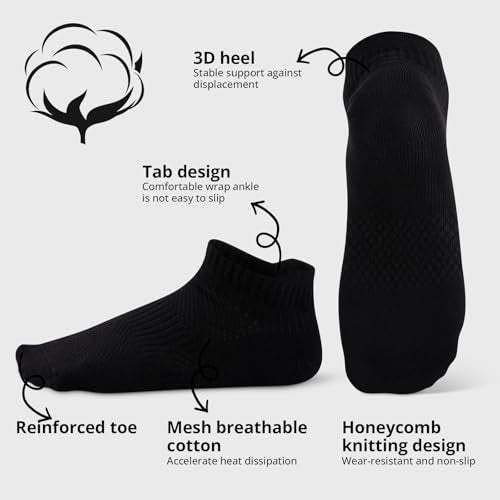 Mens Cotton Ankle Socks - 6 Pairs Breathable Sports Set - Black, White, Grey