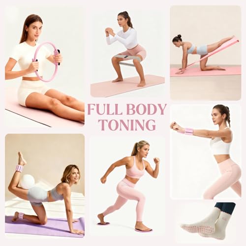 Home Pilates Kit with Ring & Ball Set - Beige Ankle Weights