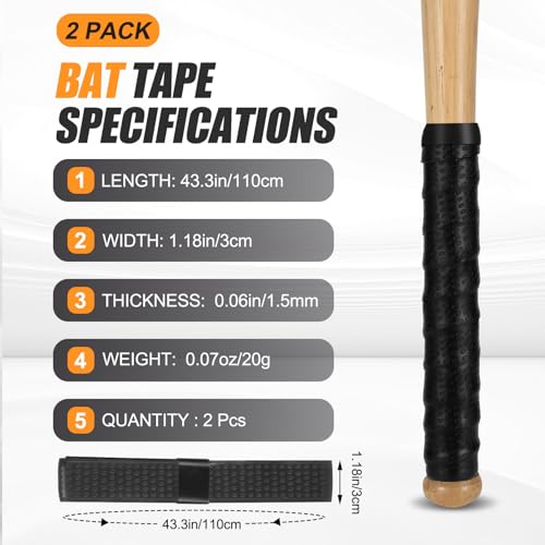 Premium Bat Grip Tape - 2 Pack Softball & Baseball Wraps