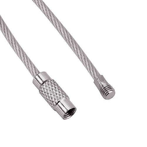 Stainless Steel Cable Key Chain Ring - 15cm - 10 Pack - Blue