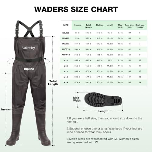 Lekesky M12 Brown Waterproof Fly Fishing Chest Waders with Boots Men Women
