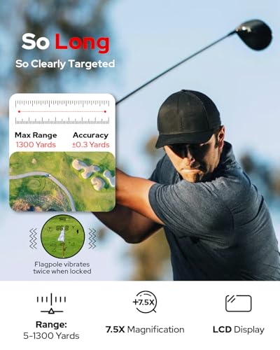 GF2 Golf Rangefinder with Slope - 1300 Yards, Gray