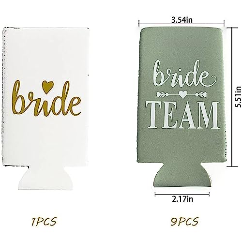 Sage Green LADY&HOME 10-Piece Bride & Team Can Coolers Set, Bachelorette Party Favors