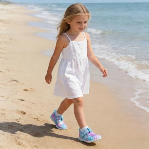 Kids Aqua Socks Water Shoes - Quick Dry Mermaid Scale - 7 Toddler