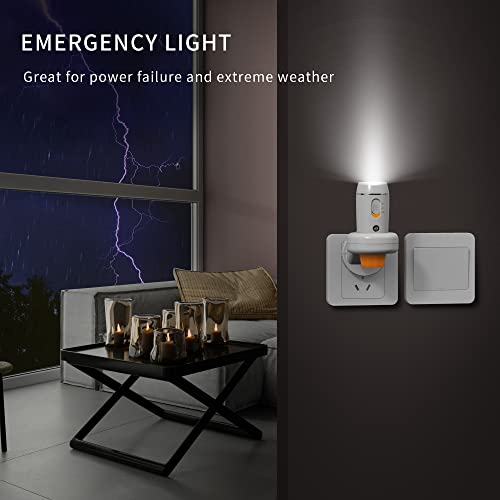 Emergency FlashLight - 3-in-1 LED Power Failure Light, Rechargeable Flashlight, Plug-in Night Light, Multi-Function Flashlights - 2 Pack