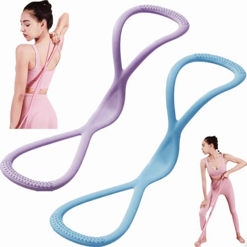 JYTIYUWA Purple-15LB & Blue-25LB Figure-8 Resistance Bands for Full-Body Workout