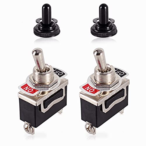 Heavy Duty Rocker Toggle Switch 2pcs - 30A 12VDC, Waterproof Boot - Black