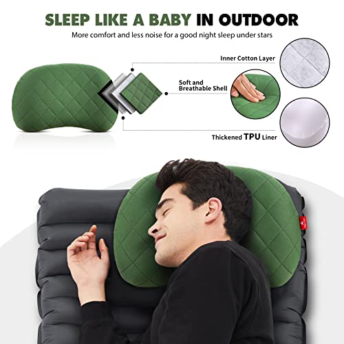 Hikenture Green Inflatable Camping Pillow – Compact Travel Neck Pillow for Backpacking