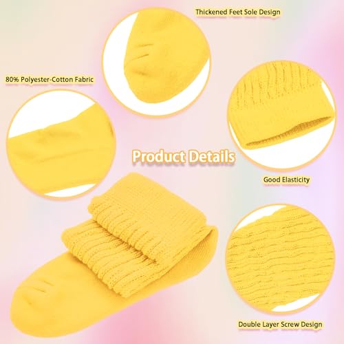 Slouch Socks for Women - Extra Long Knee High Socks - Yellow