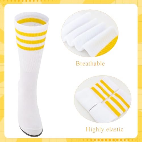Striped Sweatbands and Socks Set - Yellow/White - 80s Accessories