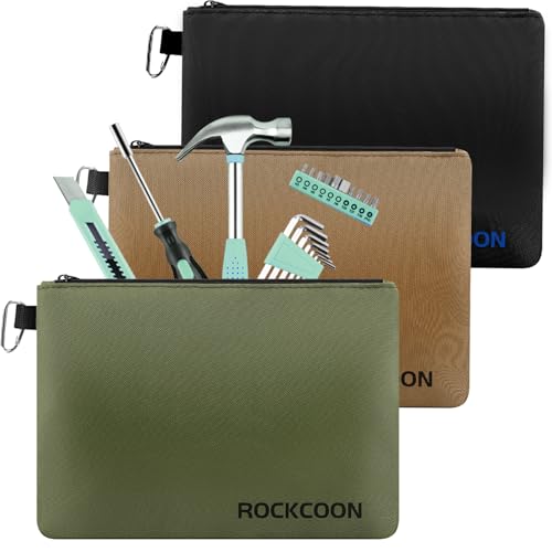 3 Pack Zipper Pouch, Multipurpose Zippers Pouches for Organizing, Durable & Waterproof Premium Small Tool Bag with Liner Pocket