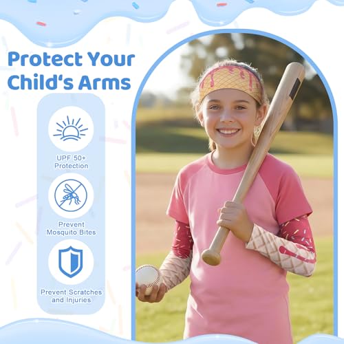 Youth Ice Cream Baseball Arm Sleeves & Sports Headbands - X-Large Multicolor