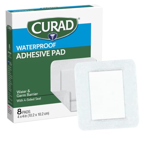 Waterproof Adhesive Wound Pads - 4 x 4 Inch Sterile Bandage - 8 Count