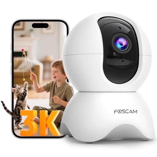 FOSCAM 3K 5MP WiFi Pet Cameras for Home Security, 2.4GHz Indoor Camera Baby Monitor with 360¡Æ Pan Tilt, 2-Way Audio, 20X Digital Zoom, Night Vision, AI Human Detection, Cloud & SD Card Storage