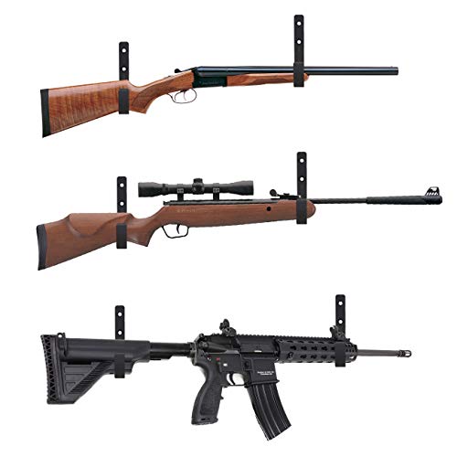 Metal Gun Rack and Shotgun Hooks - Black 1 Pair