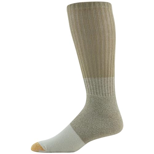 GOLDTOE Men's Harrington Crew Socks 6-Pairs Large Khaki Assorted