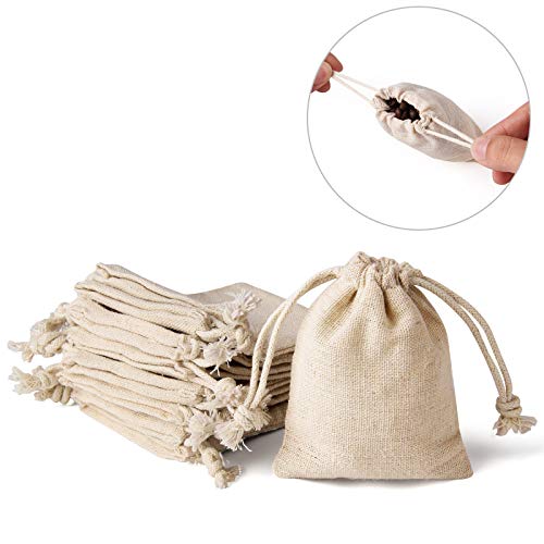 20-Piece Cotton Drawstring Bags - 3x3.7 Inch Small Jewelry & Spice Pouches