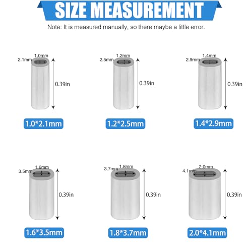 Aluminum Crimp Sleeves - Single Barrel, 1.0mm, 100pcs