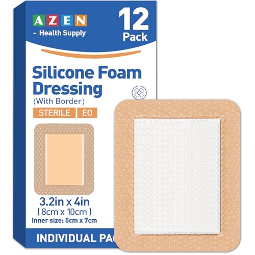 12 Pack Silicone Foam Dressings - 3.2" x 4" Waterproof Bandages