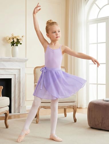 Girls' Ballet Wrap Skirts - 3-Pack Chiffon Tie Waist 5-6 Years Purple