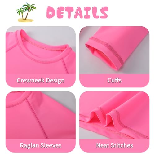 Girls UV Protection Neon Swim Shirt - 7-8 Years / Pink