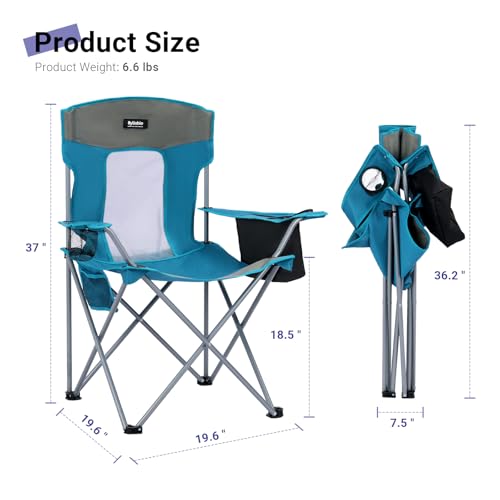 Byliable Camping Folding Chair with Cup Holder, Blue | Outdoor Portable Lawn Chair
